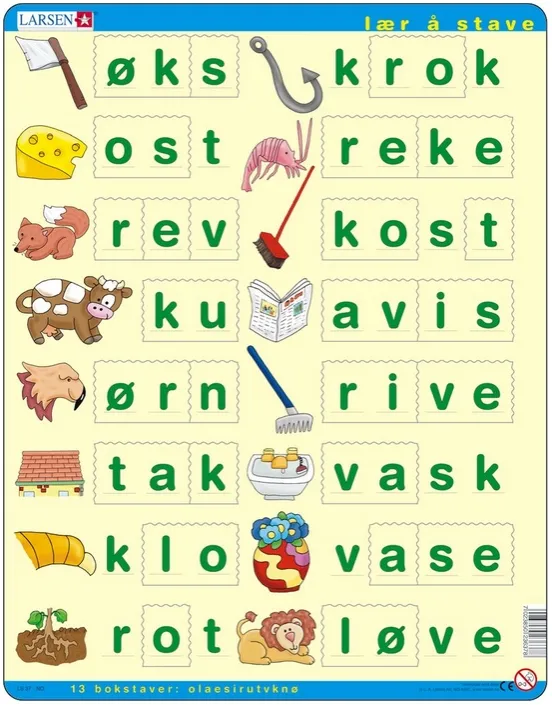 Puzzle Cadre - Lær å lese (små bokstaver) (en Norvégien)