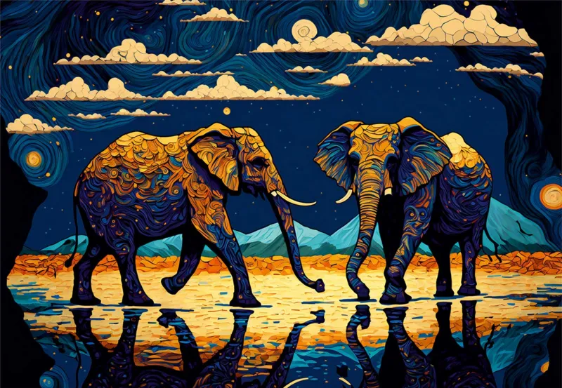 Des Éléphants Pleins de Vie