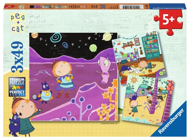 3 Puzzles - Peg + Cat