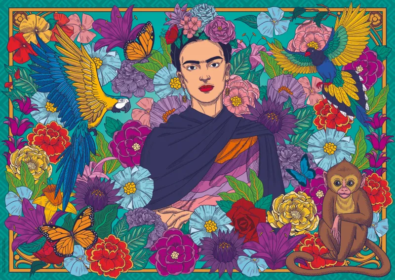 Le Paradis de Frida Kahlo : Perroquet, Singe Et Fleurs