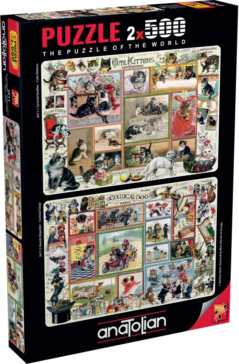 2 Puzzles - Cute Kittens & Comical Dogs