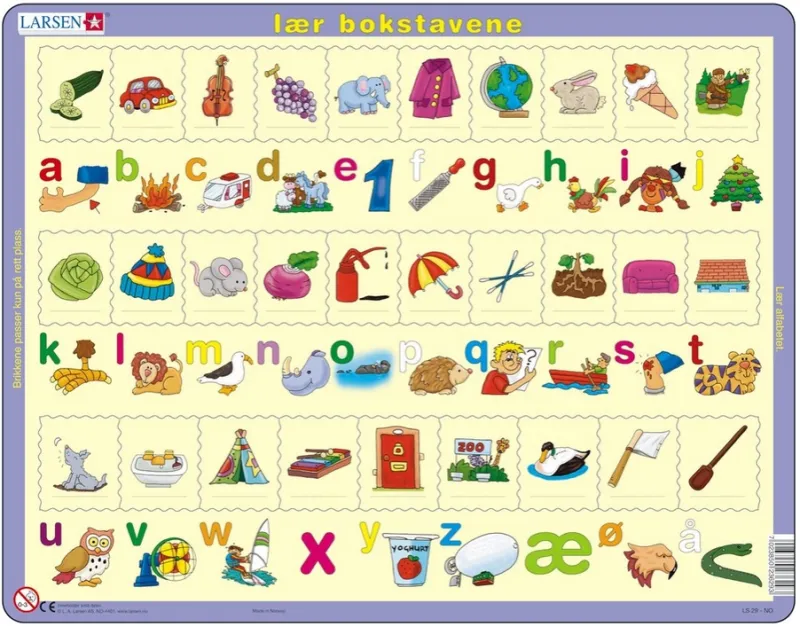 Puzzle Cadre - Lær bokstavene (små), en Norvégien