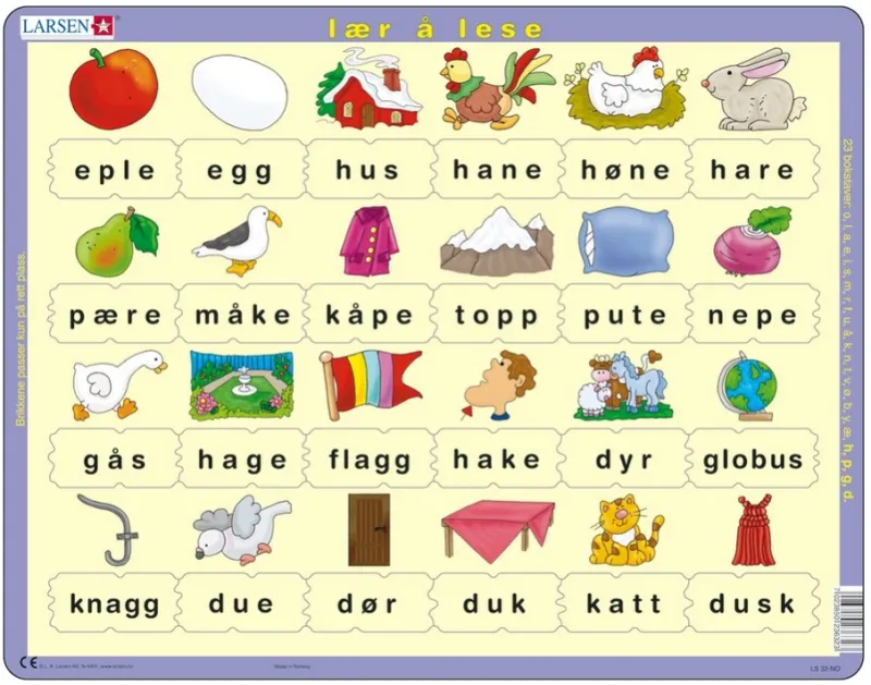 Puzzle Cadre - Lær å lese (små bokstaver) (en Norvégien)