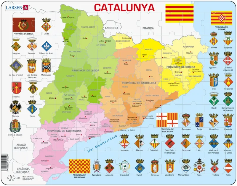 Puzzle Cadre - Carte de la Catalogne (en Catalan)