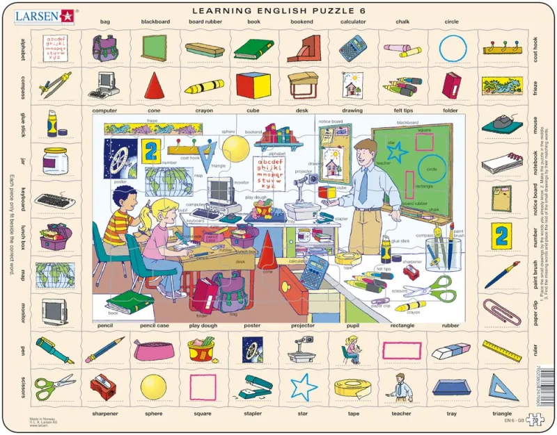 Puzzle Cadre - Apprendre l'Anglais 6 : L'Ecole (en Anglais)