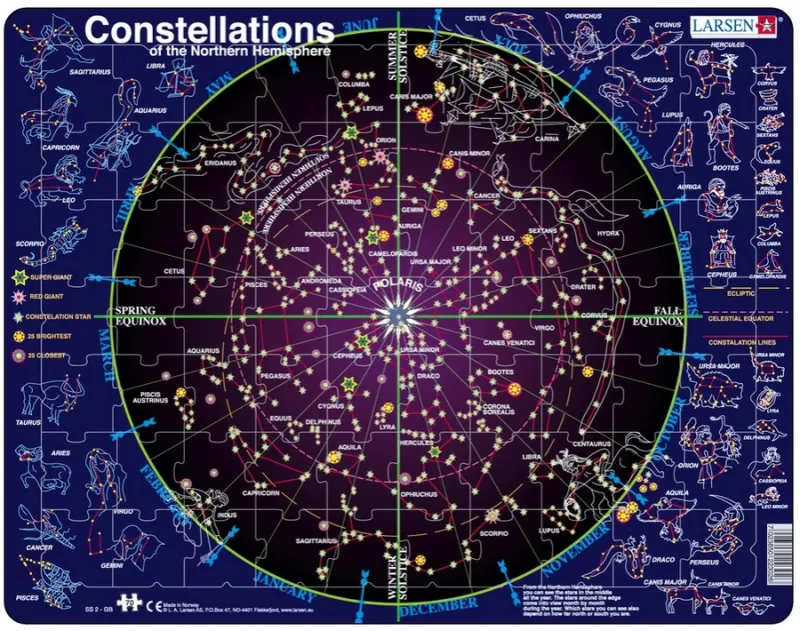 Puzzle Cadre - Carte des Constellations (en Anglais)