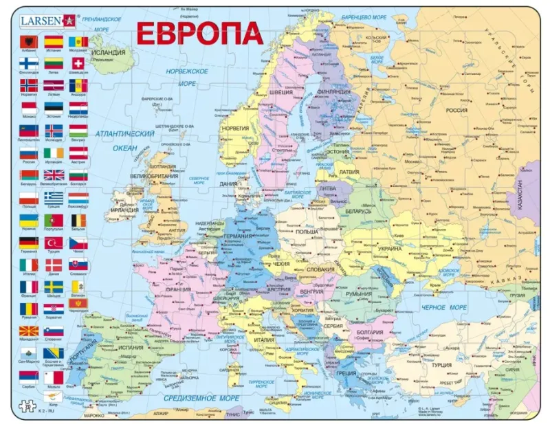 Puzzle Cadre - Carte de l'Europe en Russe