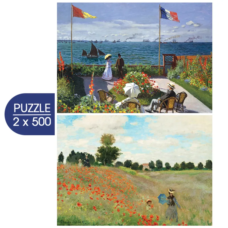 2 Puzzles - L'Art de Monet : Terrasse à Sainte-Adresse, 1867 - Coquelicot, 1873