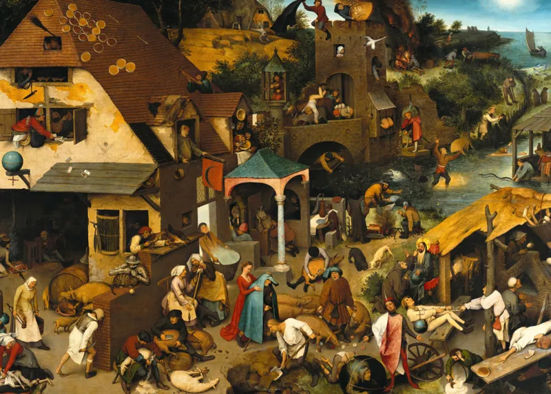 2 Puzzles - L'Art de Pieter Brueghel : Proverbes Flamands - Le Dénombrement de Bethléem