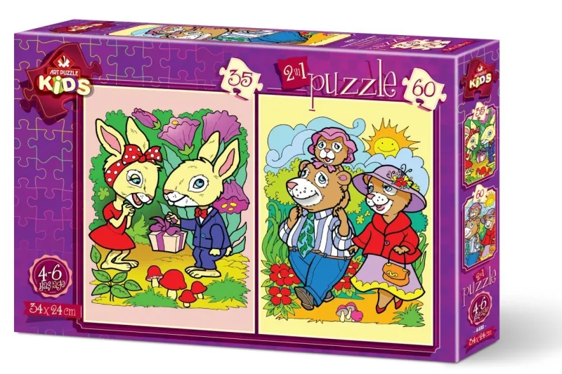 2 Puzzles - Les Lapins et la Famille Ours