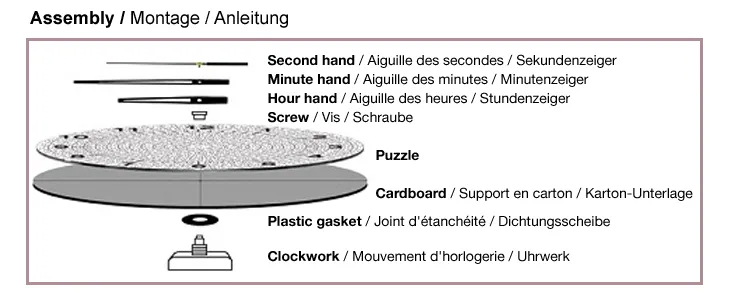 Puzzle Horloge - Je t'Aime, un Peu, Beaucoup, Passionément... (Pile non fournie)
