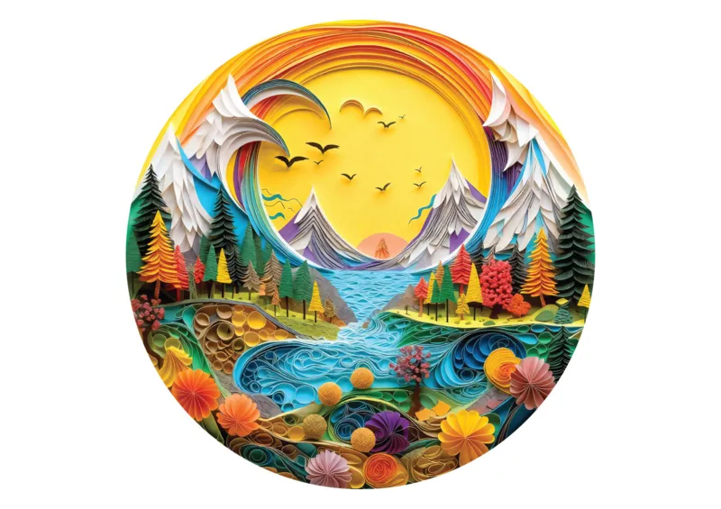Puzzle Rond - Paysage Papier