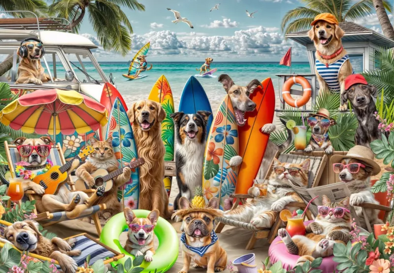 Chiens et Chats à la Plage