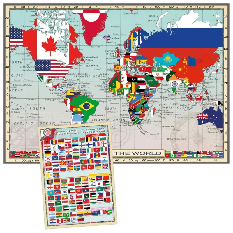 Pièces XXL - GeoPuzzles - Drapeaux du Monde