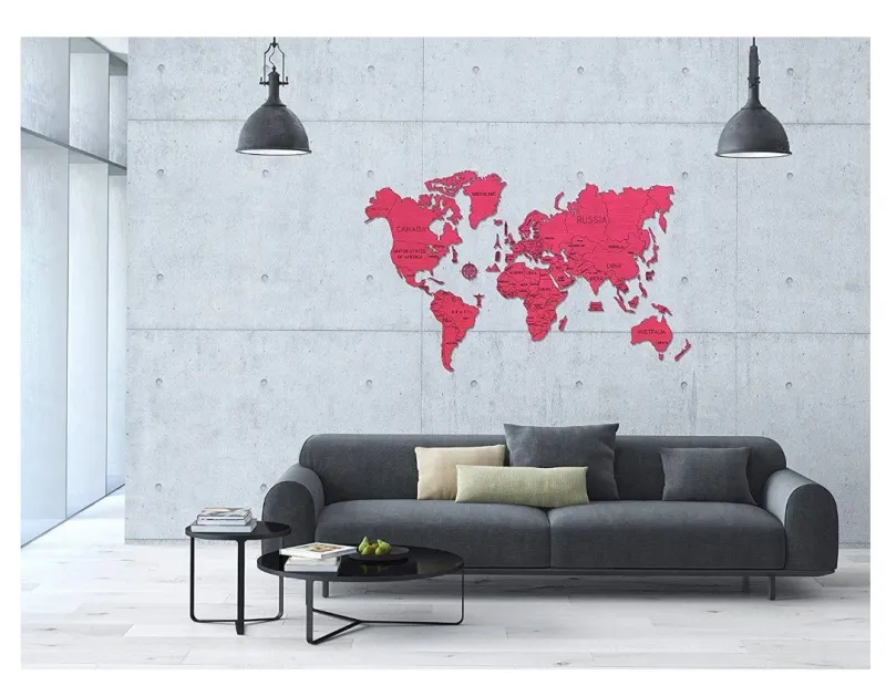 Puzzle en Bois - Carte du Monde XXL (Corail)