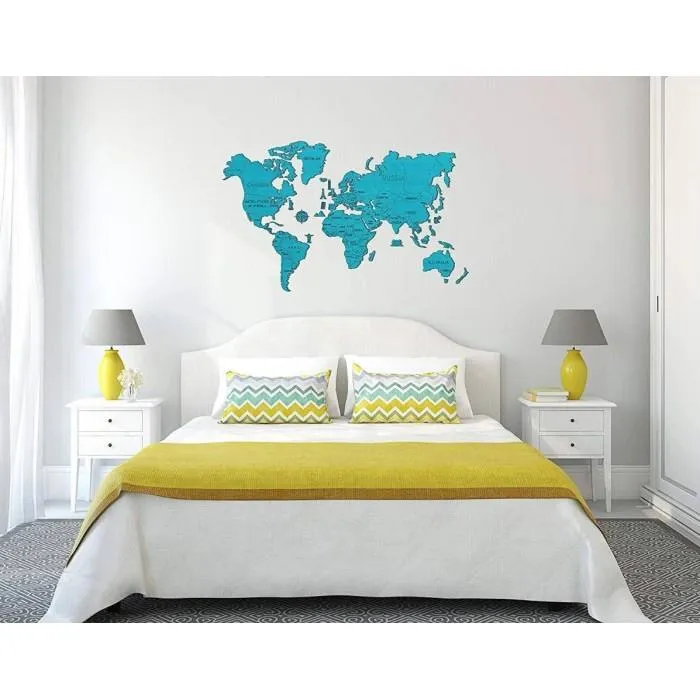 Puzzle en Bois - Carte du Monde XXL (Cyan)