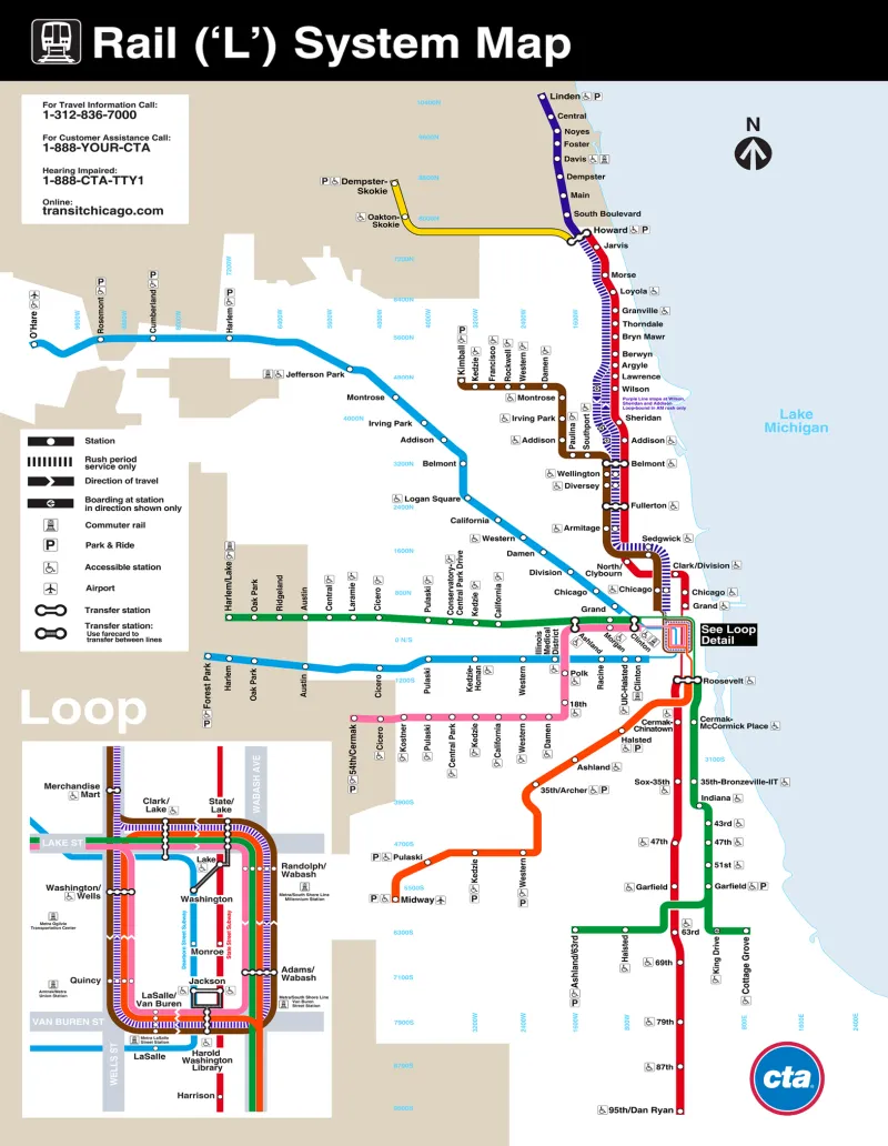 Chicago Transit Map Mini