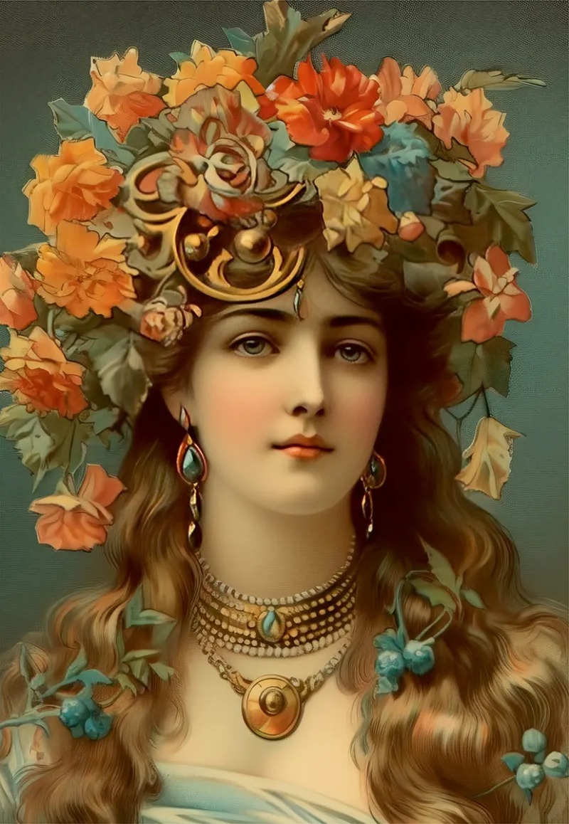 Fille avec Couronne de Fleurs