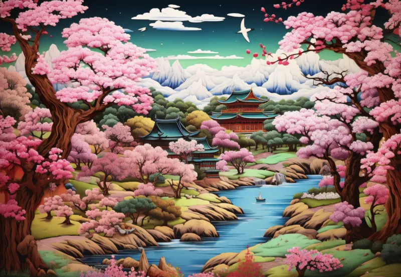 Temple Japonais au Printemps