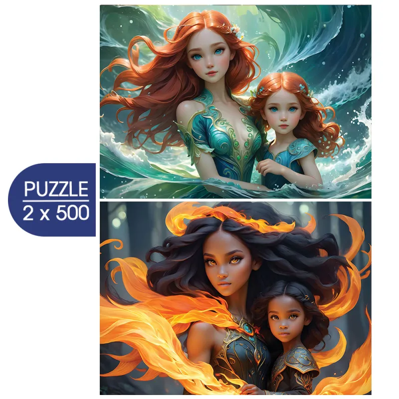 2 Puzzles - L'Eau et le Feu - Collection Mère et Fille