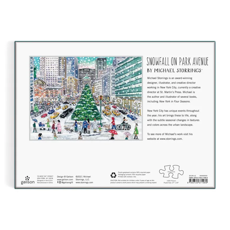 Chutes de Neige sur Park Avenue - Puzzle 1000 Pièces