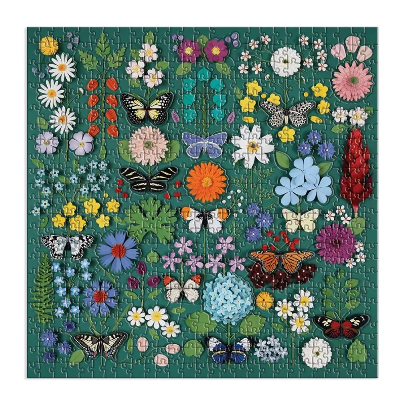 Papillon Botanique - Puzzle de 500 Pièces avec Pièces Façonnées