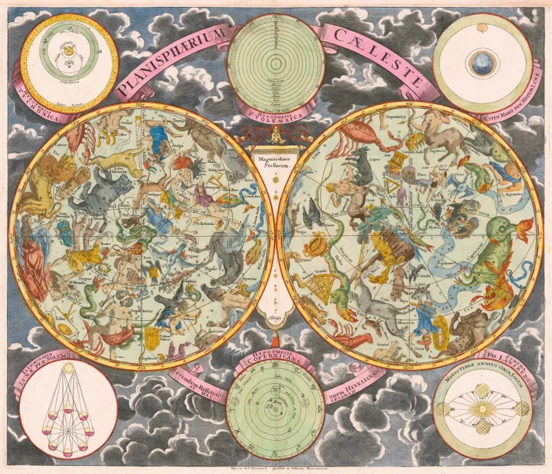 Puzzle en Bois Découpé à la Main - Planisphère Céleste