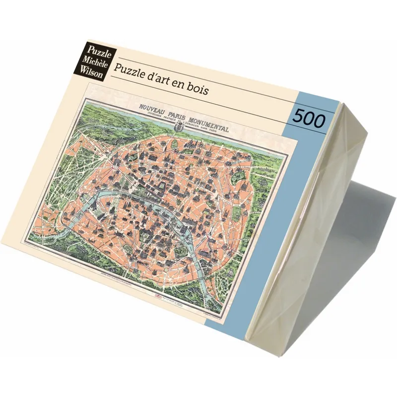 Puzzle en Bois Découpé à la Main - Plan Nouveau Paris Monumental