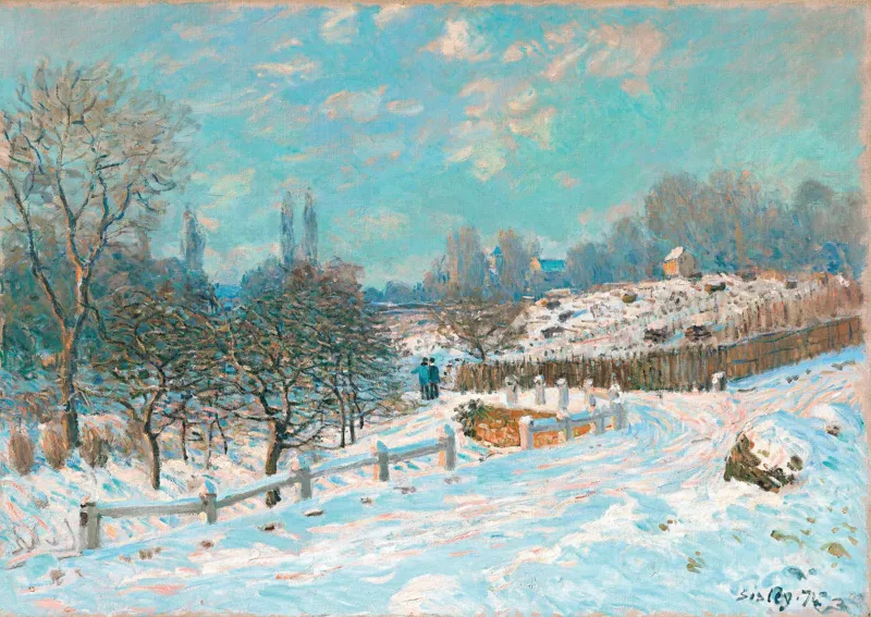 Puzzle en Bois Découpé à la Main - Rue De Louveciennes Enneigée