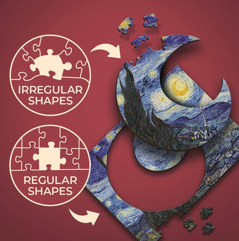 Pièces XXL - Puzzle Bois - La Nuit Étoilée - Vincent Van Gogh