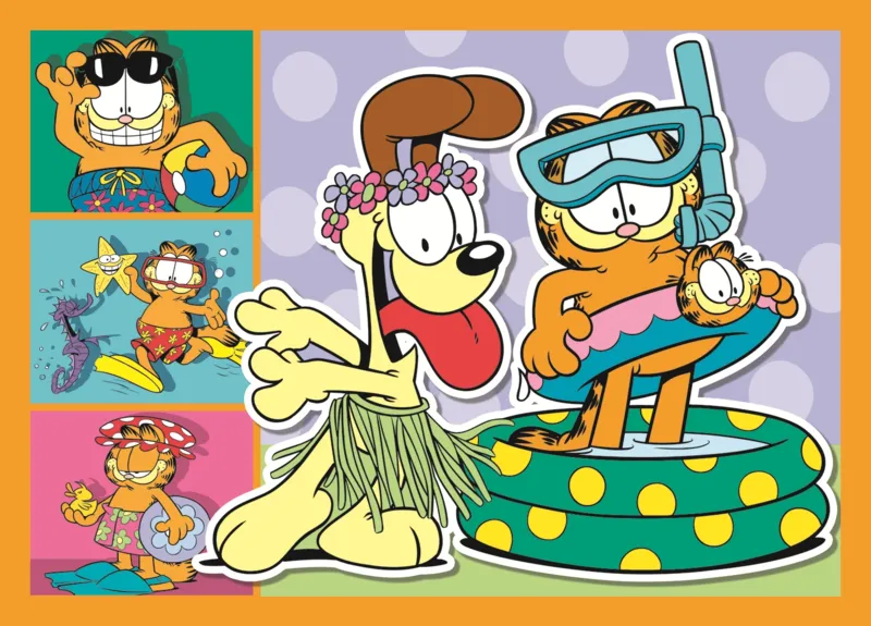 4 Puzzles - Garfield Adore Les Lasagnes