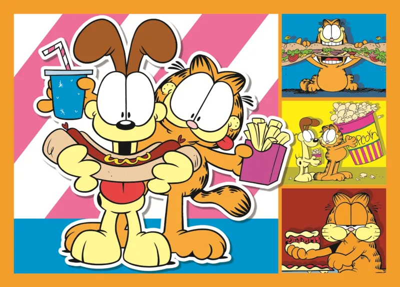 4 Puzzles - Garfield Adore Les Lasagnes