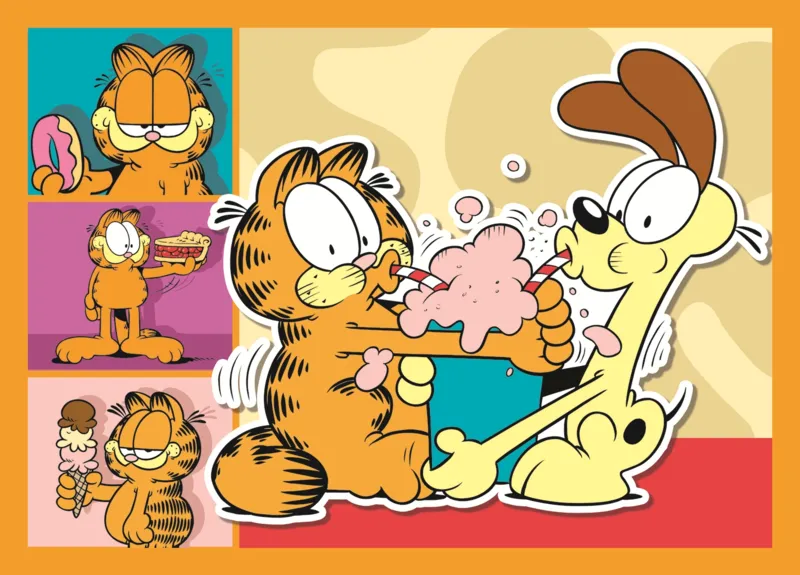 4 Puzzles - Garfield Adore Les Lasagnes