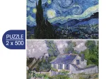 2 Puzzles - L'Art de Van Gogh : La Nuit étoilée, 1889 - Maison à Auvers, 1890