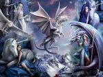 Anne Stokes - Silver Dragon Collage