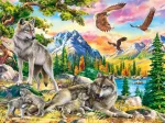 Famille de loups et Aigles