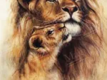 Lion et son bébé